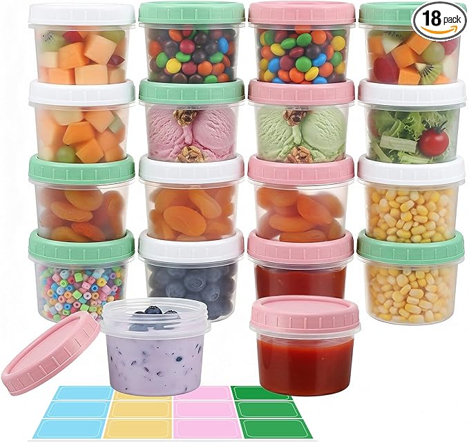 ASEVAT 18 Pack 4 oz Food Storage Containers with Twist Lids – Leakproof BPA-Free Soup Containers, Microwave/Dishwasher Safe Freezer Containers for Meal Prep, Leftovers & Takeout
