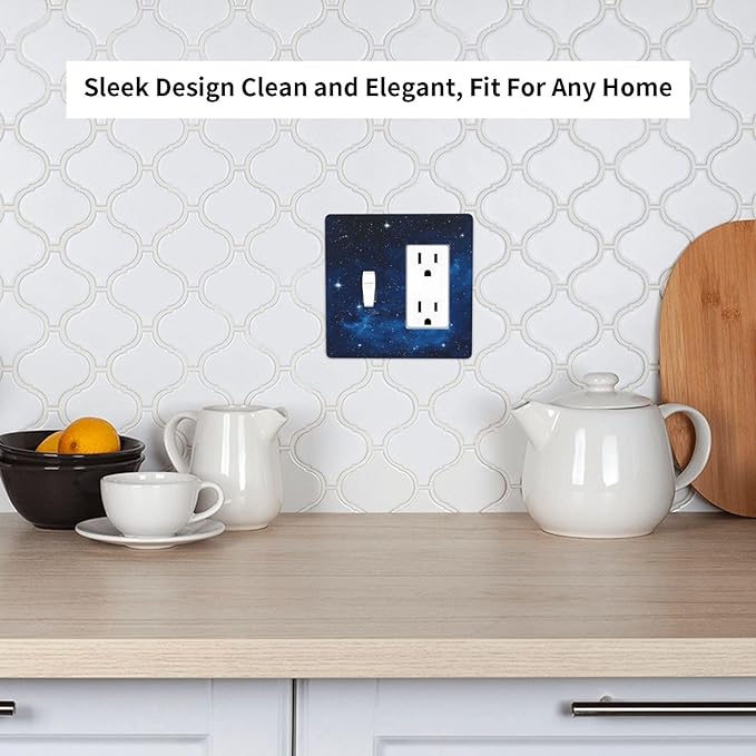 Light Switch Cover Plate Galaxy Starry Sky Universe Sparkle Stars 2 Gang Toggle Rocker Combo Wall Plates Decorative Switch Plates and Outlet Covers Socket Cover for Bathroom Bedroom Decor