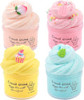 4 Pack Cloud Slime Kit, DIY Stress Relief Toy with Cute Slime Fun Charms, for Kids Party Favors, Girls Boys Birthday Gift