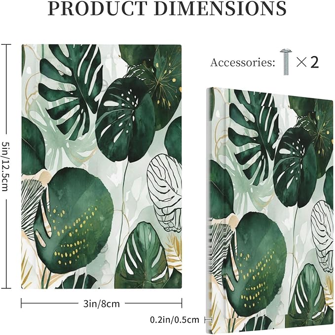 Light Switch Cover Plate Boho Tropical Leaves 1 Gang No Device Blank Electrical Wall Plates Faceplate Decorative Switch Plate for Bedroom Bathroom Decor