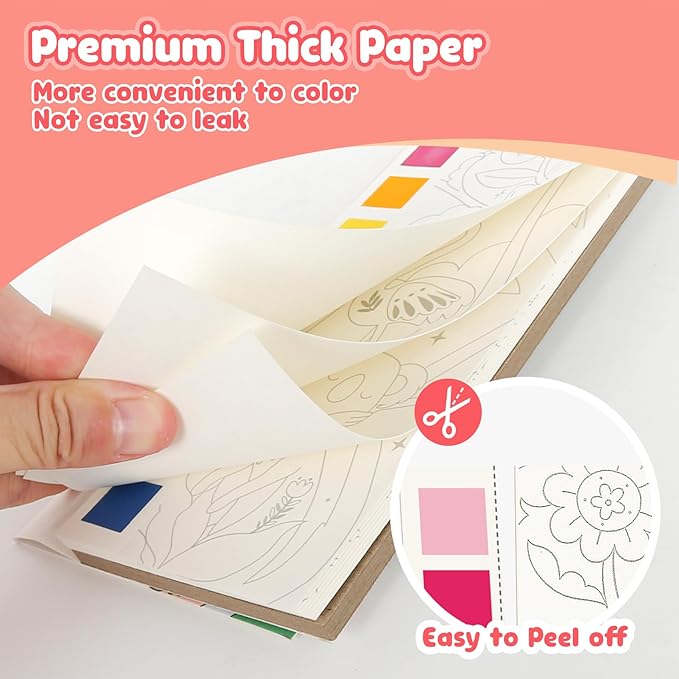 JCREN Watercolor Painting Books, Pocket Watercolor Painting Coloring Kit, Paint with Water Bookmarks Travel Activity Party Favors for Kids Toddlers Gifts for Boys and Girls