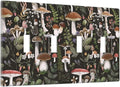 Black Boho Moth Botanic Mushroom Decorative 4 Gang Quad Toggle Light Switch Cover Electric Large Size Quadruple Faceplate Decorative Switch Face Wallplate