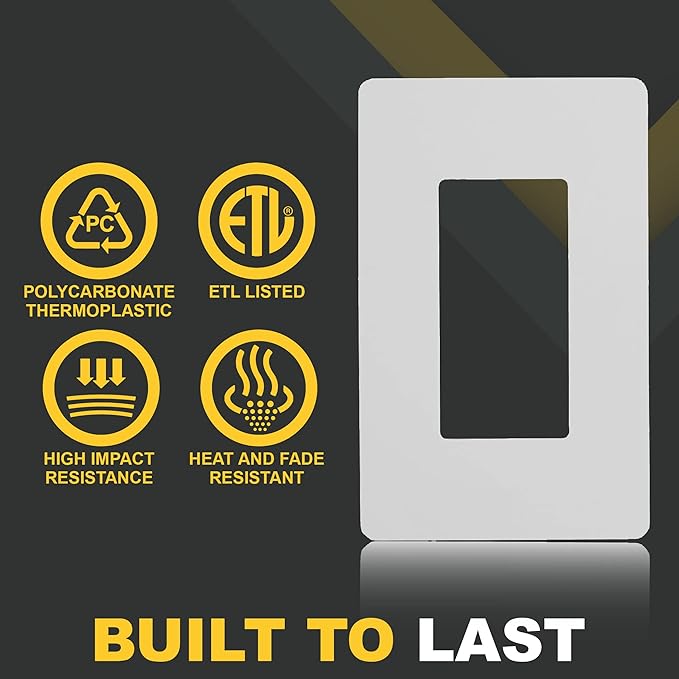 Faith White 1-Gang Screwless Wall Plate (8-pack) | Light Switch Plate or Wall Plate for Electrical Outlet | 1-Gang Wall Plate for Decorator Switches and Receptacles | Heat-Resistant Thermoplastic