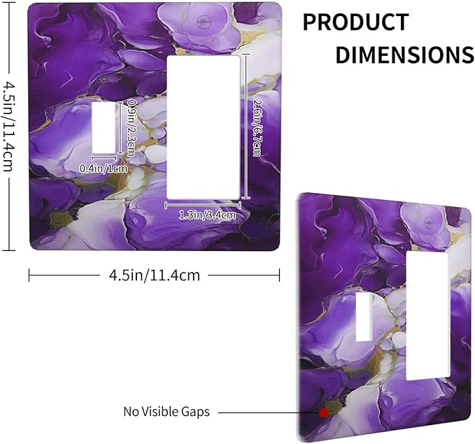 Decorative Outlet Covers Abstract Luxury Purple Gold Marble Textures 2 Gang 1 Gang Wall Plate Cover Single Toggle Rocker Combination Light Switch Cover Plate Jumbo Switch Cover Plate