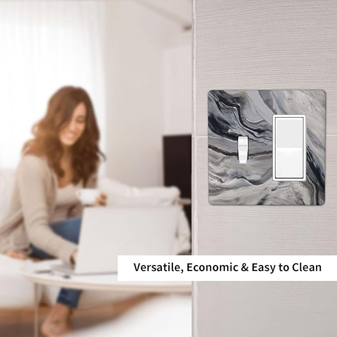 Grey And White Marble Abstract Art Print Outlet Covers 1 Toggle 1 Rocker Combination Decorative Wall Plate Electrical Switch Plates Light Switch Cover Plate for Bathroom Kitchen Decor