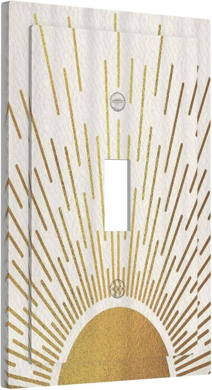 Decorative Switch Plate Covers Midcentury Golden Sun Minimalism Sunrise 1 Gang Wall Plate Single Toggle Light Switch Cover Plate Jumbo Electrical Switchplate Receptacle Faceplate