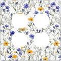 Outlet Covers Floral Colorful Green Leaf Wildflower 2 Gang Double Duplex Decorative Light Switch Covers Electrical Wallplates Socket Faceplate For Bed Room Living Room Decor