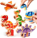 INIFEIDALA Magnetic Wooden Dinosaur Building Blocks, Take Apart STEM Montessori Educational Toy, Fine Motor Skills Development Ages 3-6