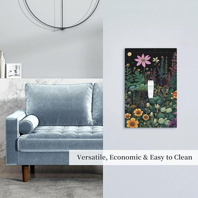 Decorative Light Switch Cover Plate Brainstorming Sketches of Weeds Wildflowers Plants 1 Gang Wall Plate Oversized Single Toggle Wall Cover Plate Jumbo Electrical Face Plate