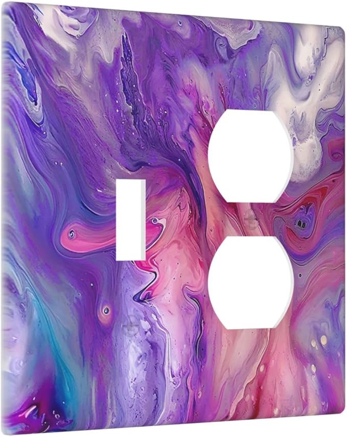 Liquid Marble Modern Abstract Texture Abstract Purple Paint Wall Art Wallplates 1 Toggle 1 Duplex Electrical Gfci Faceplate Decorative Light Switch Covers Switch Plate for Office Living Room Decor