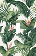 Tropical Leaf Jungle Botanical Palm Tree Greenery Floral Decorative Light Switch Cover 1 Gang Single Toggle Device Electrical Faceplate Switchplates Decorator Outlet Wall Plate for Bedroom Living Room