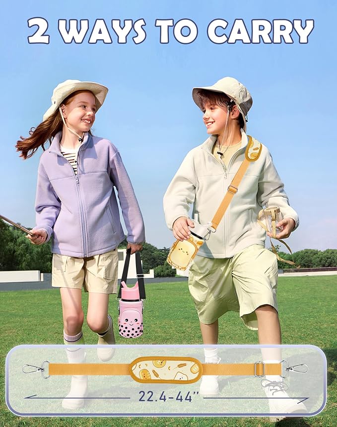 Miss Adola Water Bottle Carrier with Strap - Insulated Kids Water Bottle Holder for Boys Girls Bottle Bag for 10-18Oz