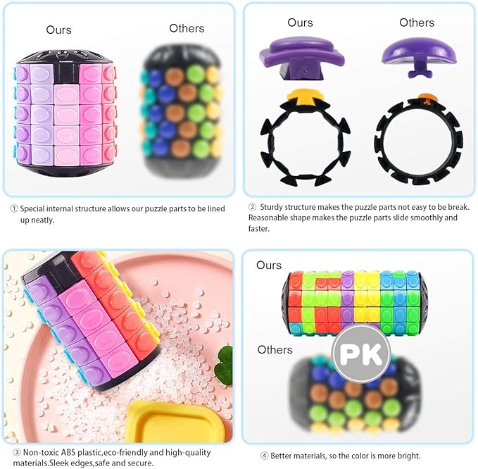 R.Y.TOYS Rotate and Slide Puzzle-Design Patent,Fidget Toys(Restore Order/Create Patterns) 8 Colors,6, 7 and 8 Layers-Detach Piece for Quick Play,Brain Teaser,Sensory Toys,Easter Basket Stuffers