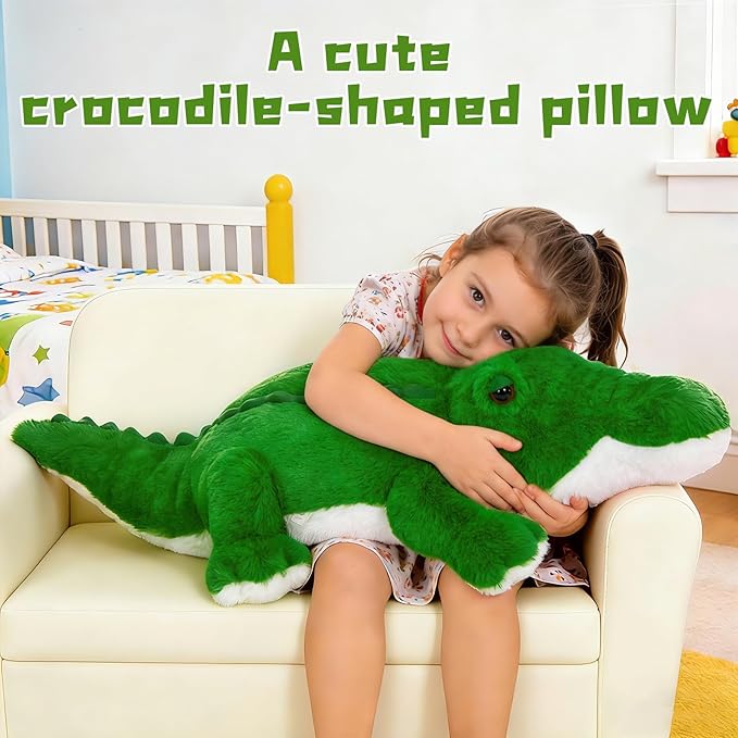MorisMos 34inch Giant Alligator Stuffed Animal, Soft Fluffy Alligator Plush Toy, Big Stuffed Huge Crocodile Plush Gifts for Kids Boys Girls Brithday