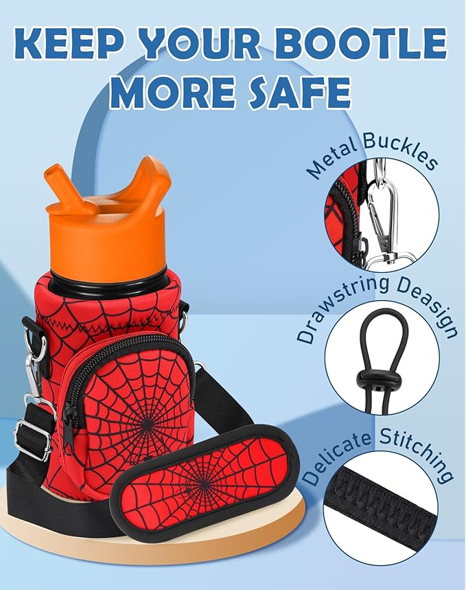 Miss Adola Water Bottle Carrier with Strap - Insulated Kids Water Bottle Holder for Boys Girls Bottle Bag for 10-18Oz