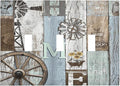 Rustic Western Barn Door Vintage Windmill Decorative Switch Plates 3 Gang Wall Plate Triple Toggle Light Switch Cover Faceplate Electrical Wall Panels for Farmhouse Home Decor