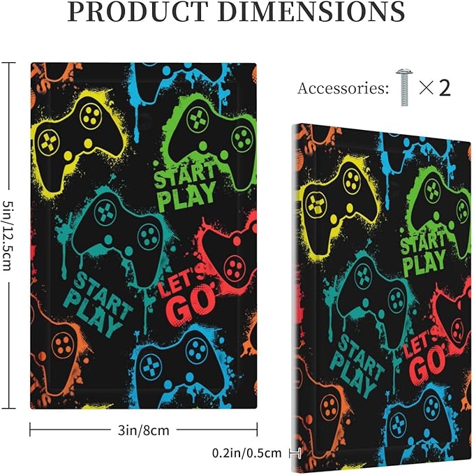 Gaming Hippie Gamer Modern Gamepad Colorful Graffiti Light Switch Cover Plate 1 Gang No Device Blank Electrical Wall Plates Faceplate Decorative Switch Plate Covers for Kids Room Nursery Decor
