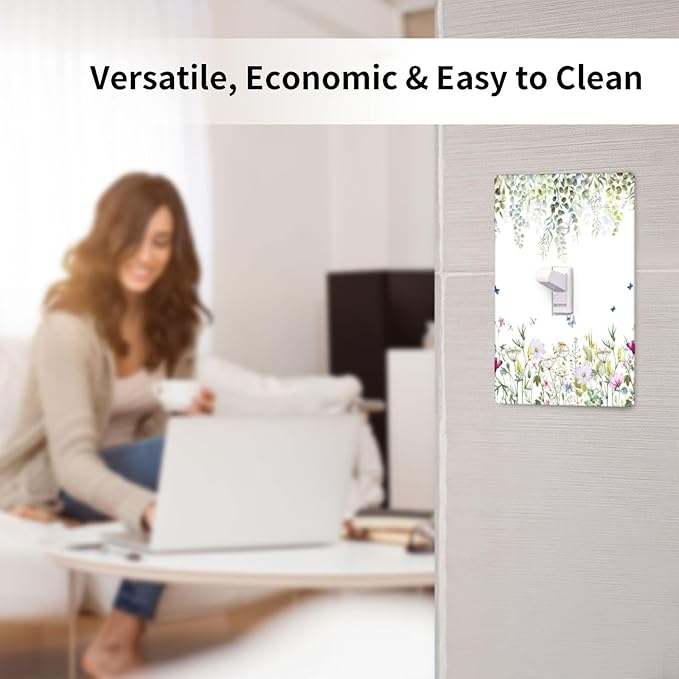 Green Floral Leaves Light Switch Cover Decorative Wild Flower 1 Gang Single Toggle Wall Plate Electrical Switchplate Faceplate for Bathroom Kitchen Bedroom