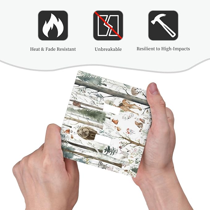 Snow Bear Fox Deer Forest Squirrel Wild Life Animal Decorative Switch Plates 2 Gang Double Toggle Outlet Light Switch Cover Wall Plate Electrical Faceplate for Farmhouse Kids Room Decor