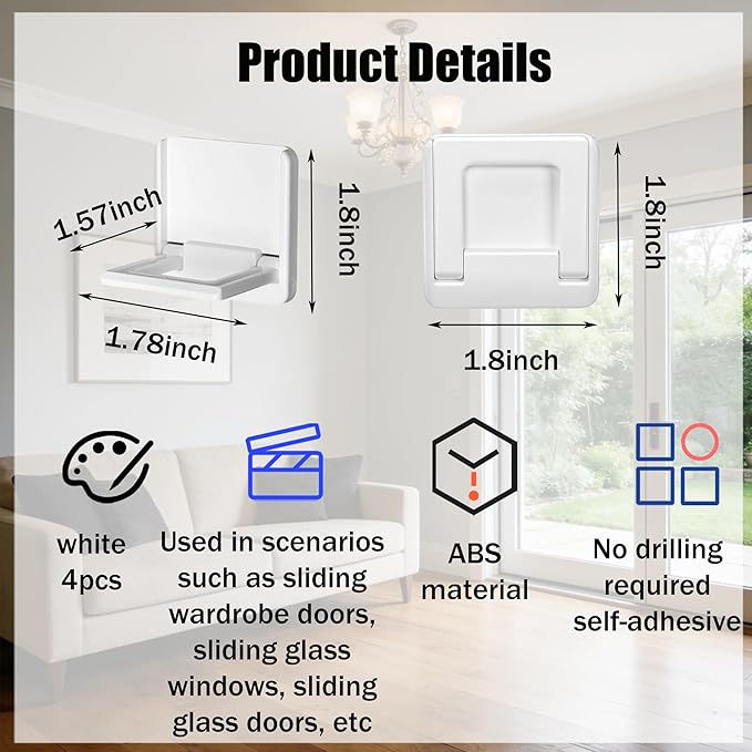 Sliding Closet Door Lock - 4pcs Kids Safety Lock for Sliding Closet Glass Window Door Easy To Installation and Protect For Your Child and Pets