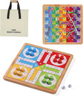 Crobyi 12 Inches Ludo Board Game + Snakes&Ladders, 2 in 1, Classic Board Game for Adults and Kids, Including 1 Game Board, 2 Dice, 16 Game Pieces, Rules and Carrying Bag.