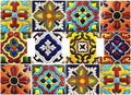 Colorful Boho Mexican Moroccan Tile Decorative Triple Toggle Outlet Light Switch Cover Vintage Kitchen Bohemian Mexico Tiles Jungle 3 Gang Wall Plate Electrical Faceplate Three Device Switchplate
