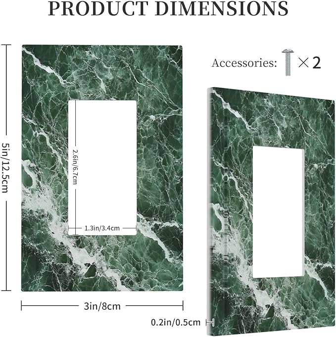 Decorative Outlet Covers Forest Marble Dark Green With White Vein 1 Gang Single Rocker Light Switch Cover Plate Wall Plates Gfci Faceplate For Bathroom Kitchen Decor