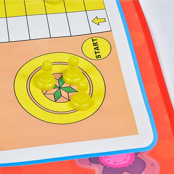 Kids Ludo Board Game Set Traditional Snakes and Ladders Playing Toy for Children Non Woven Cloth Material Eco Friendly and Durable Perfect for Family Game Night