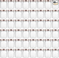novelinks 8 oz Clear Plastic Jars with Airtight Lids, 48 Pack Plastic Mason Jars with Lids 8oz, Refillable Storage Slime Containers & Small Spice Jar for Kitchen Organization (48 Pack,Rose Gold)
