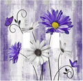 Decorative Light Switch Cover Plate Rustic Purple Daisy Butterfly Boho White Floral 2 Gang Wall Plate Cover Double Toggle Switch Plate Covers Electric Dual Device Electrical Faceplate