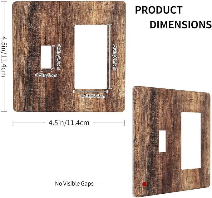 Outlet Covers Vintage Rustic Brown Wood Grain 1 Toggle 1 Rocker Combination Decorative Wall Plate Electrical Switch Plates Light Switch Cover Plate for Bedroom Farmhouse Decor