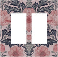 Pink Floral Vintage Botanical Boho Flower Decorative Outlet Covers 2 Gang Double GFCI Rocker Electrical Wall Panels Light Switch Cover Plate for Farmhouse Home Decor