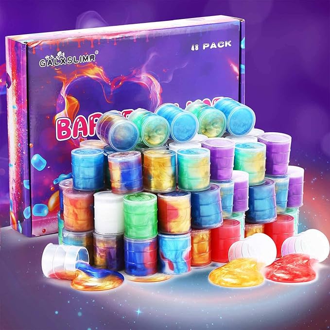 Barrel Slime 48 Pack, Mini Galaxy Slime Party Favors for Girls Boys, Super Soft and Stretchy Slime Kit for Kids Valentine, Classroom Prizes, Carnival Prizes, Goodies Bag Stuffer