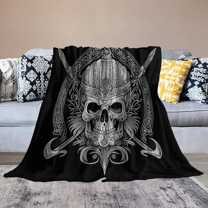 60 x 80 Inches Flannel Throw Blanket Crossed Bones Or Swords Pirate SkullBirthday Present for Men Women Winter Holiday Soft Blankets for Bedding Sofa