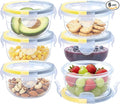 KIGI 6 PACK 10oz Plastic Round Bowls with Lid Leakproof Food Storage Container Set Small Meal Prep Containers Bento Box