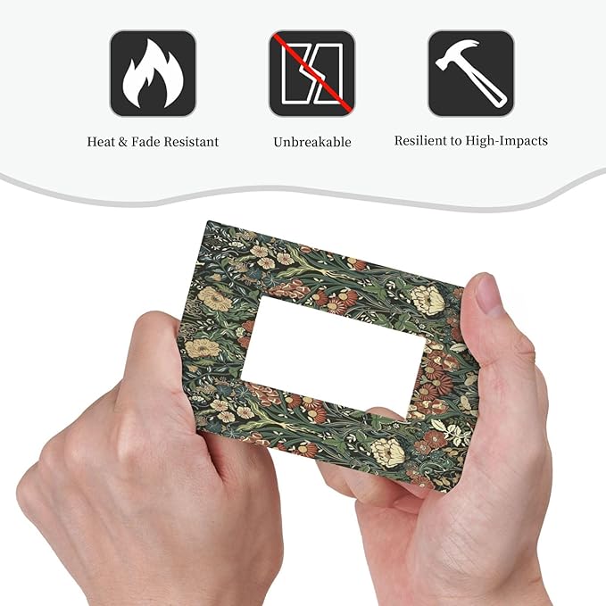 Decorative Outlet Covers Vintage Dark Floral William Morris Green Flower 1 Gang Single Rocker Light Switch Cover Plate Wall Plates GFCI Faceplate for living Room Home Decor