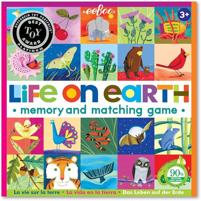eeBoo: Memory and Matching Game - Life on Earth- 24 Pairs, Develops Recognition, Concentration, Memory & Vocabulary Skills, Age 3+