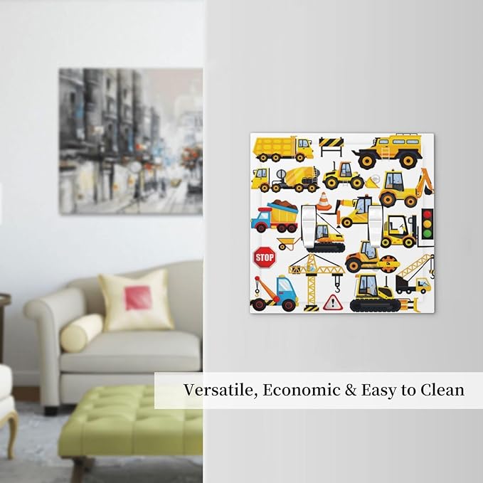 Funny Yellow Construction Truck Cartoon Cars Vehicles Truck 2 Gang Light Switch Cover Double Toggle Wall Plate Kids Boys Play Room Outlet Covers Electrical Decorative Dual Device Switchplate Faceplate