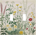 Rustic Wildflower Green Plants Daisy Floral Decorative Switch Plates 2 Gang Double Toggle Outlet Light Switch Cover Wall Plate Electrical Faceplate For Farmhouse Bed Room Decor