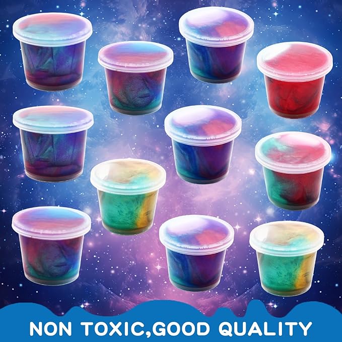 48 Packs Galaxy Slime, Party Favor for Kids Girls & Boys, Adults, Non Sticky, Stress & Anxiety Relief, Wet, Super Soft Sludge Toy,Easter Basket Stuffers