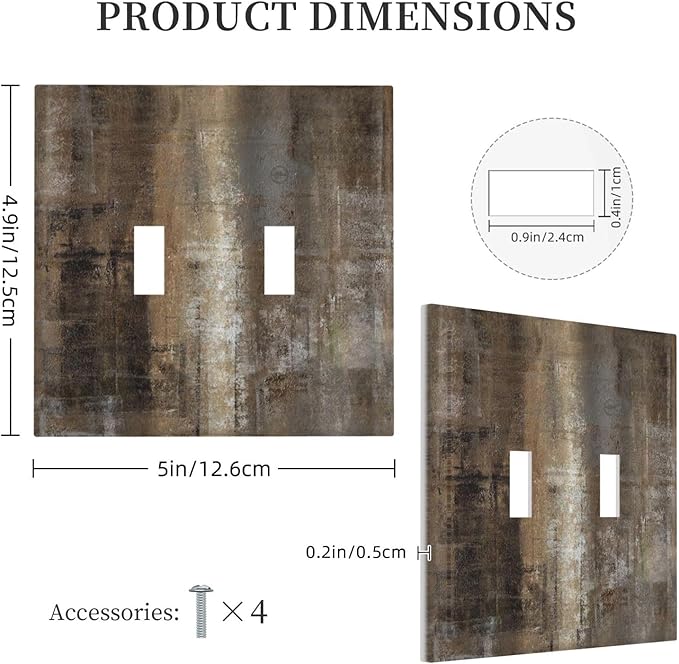 Light Switch Cover Plate Tan Brown Rustic Abstract Wood Vintage Wooden 2 Gang Double Toggle Decorative Switch Plates Plug Cover Wall Plates Electrical Faceplate for Farmhouse Home Decor