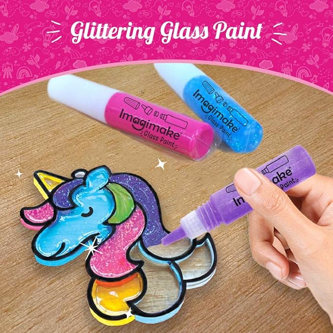 Imagimake Window Art Princess & Unicorn | DIY Suncatcher Kit for 5-8 Year Old Kids | Princess & Unicorn Toys for Girls Age 5,6,7,8 | Art & Craft Kits for Ages 6-8 | Birthday Gifts for 6 Year Old Girls