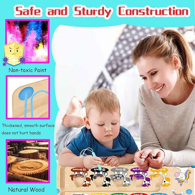 HONGID Magnetic Color and Number Maze,Uniorn Gifts for Girls,Montessori Toys for 2 3 4 5 Year Old,Learning Educational Sensory Toys for Toddlers and Kids Boys Girls,Christmas Birthday Gift for Kids