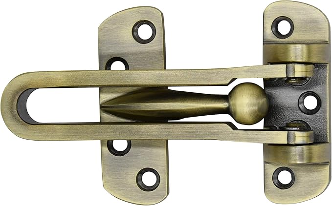 Earl Diamond Door Lock Latch for Home Security - Swing Bar Door Guard for Front and Inside Door, Safety Childproof Reinforcement Door Stopper for Kids Home Hotel Apartment, Antique Bronze