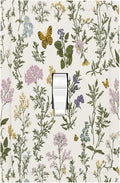 Decorative Light Switch Cover Vintage Colorful Flowers Butterfly Floral 1 Gang Single Toggle Device Electrical Faceplate Switchplates Decorator Outlet Wall Plate For Bed Room Living Room