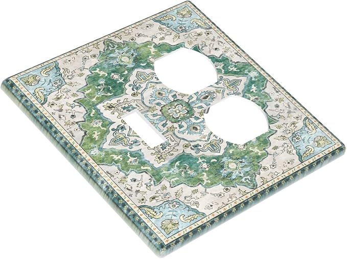 Sage Green Boho Vintage Floral Wallplates 1 Toggle 1 Duplex Switch Plate Electrical GFCI Faceplate Decorative Light Switch Covers for Bedroom Living Room Decor