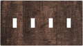Brown Dark Wood Plank Rustic Vintage Print Light Switch Covers Quad Toggle Electrical Faceplate 4 Gang Wall Plate Decorative Switch Plates for Farmhouse Home Decor