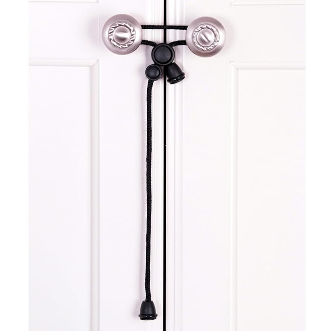 Baby Safety Cabinet Locks for Knobs Child Safety Cabinet Latches for Home Safety Strap for Baby Proofing Cabinets Kitchen Door RV No Drill No Screw No Adhesive (Black)