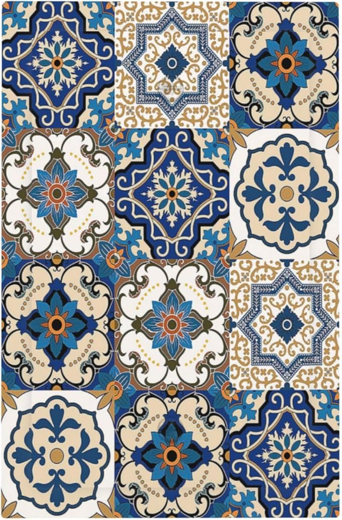 Light Switch Cover Plate Mandala Decorative Tile Talavera Moroccan Tiles 1 Gang No Device Blank Electrical Wall Plates Faceplate Decorative Switch Plate for Bedroom living Room Decor