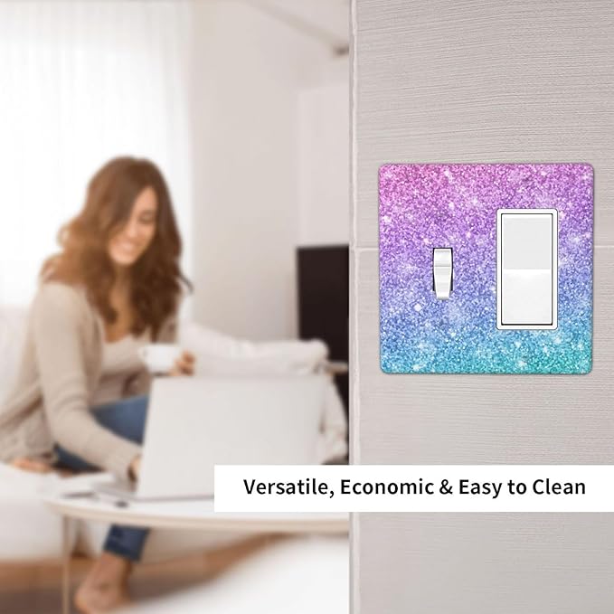 Pink Blue Mermaid Double Gang Toggle Rocker Decorative Light Switch Cover, 2-Gang Wall Plate Outlet Cover